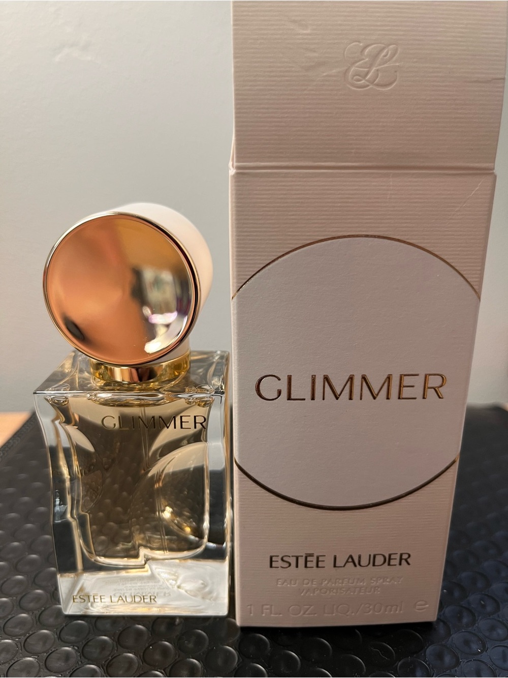 Estee Lauder Glimmer Perfume, New In Box, (Seal on box has been opened)